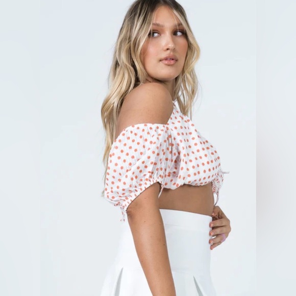 Women’s Princess Polly Pippa White / Red Halter Cold Shoulder Crop Top Size 10 - Picture 3 of 16